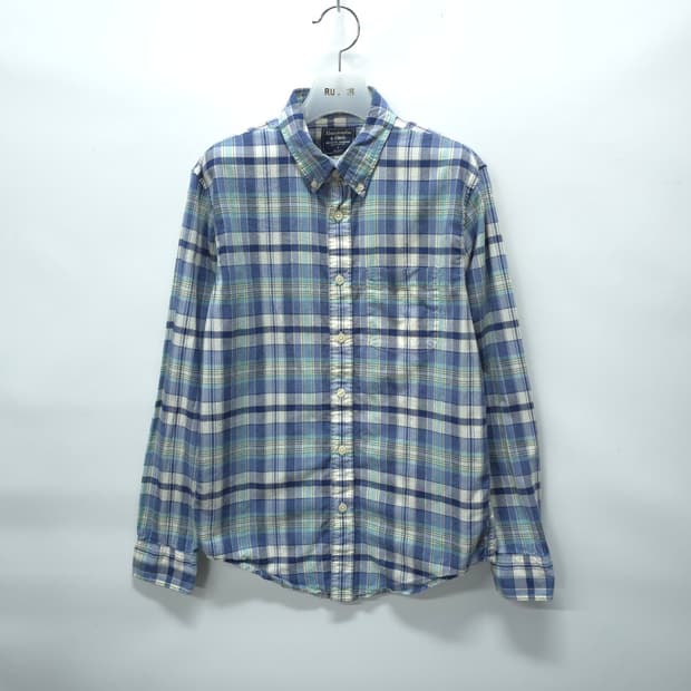 아베크롬비 남성 블루 체크 남방 봄가을 셔츠(95)