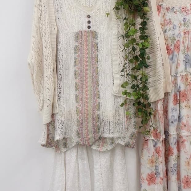 {vintage} 패치 스커트&크로셰 나시&니트가디건set˖*♬˖ ࣪⊹
