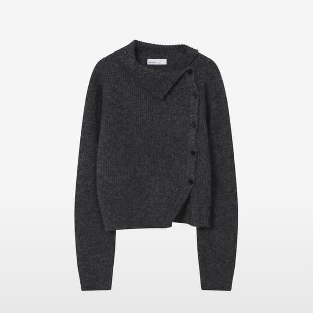 Side button knit CHARCOAL