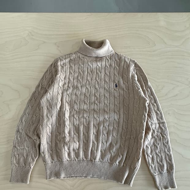 폴로 랄프로렌 케이블 터틀넥 니트 베이지 L