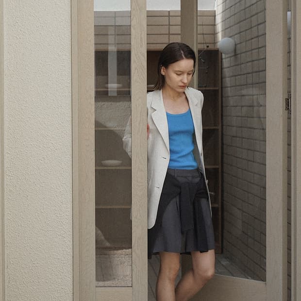 아뜰리에나인 나인 오트밀 보카시 린넨 카라 자켓 F