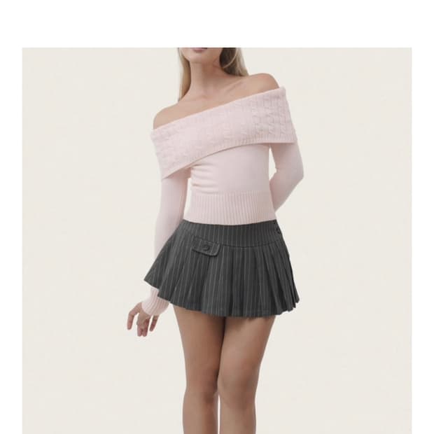 클리시어 Cupcake off-shoulder cable knit