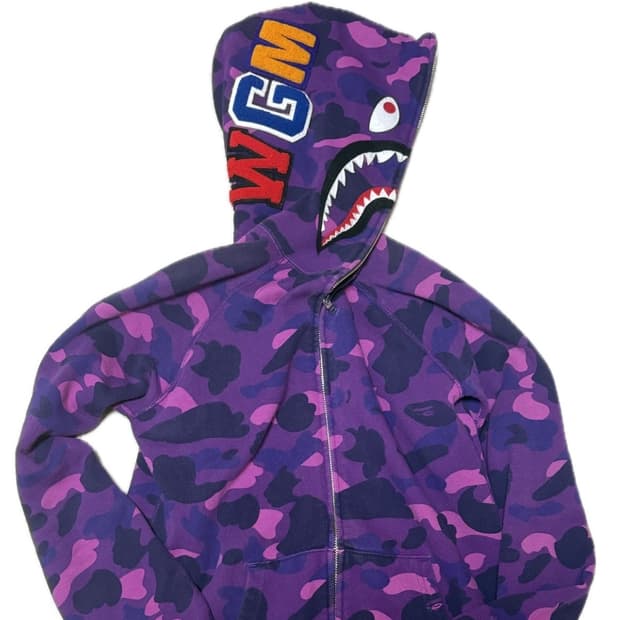 베이프 샤크 풀 집업 퍼플