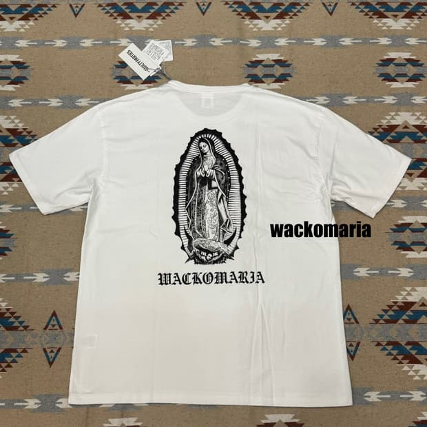 [XL] 와코마리아 마리아 프린트 반팔 티셔츠 화이트 