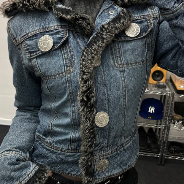 올드 빈티지 퍼 카라넥 데님 자켓