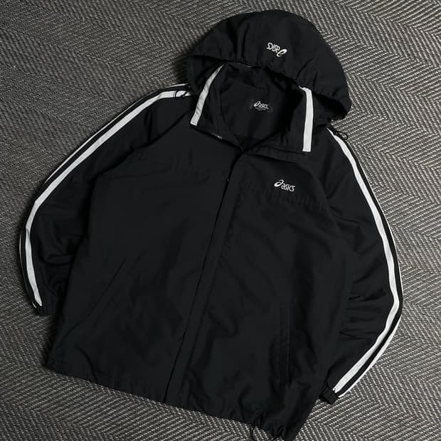 00s 아식스 올드스쿨 배색 바람막이 후드 점퍼y 5503