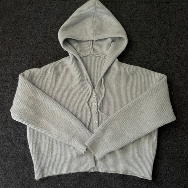 오버핏 니트 후드집업