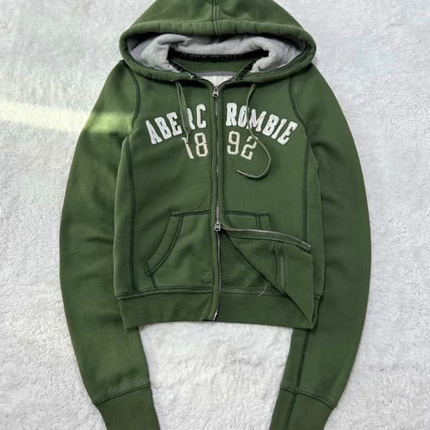 아베크롬비 빅로고 카키 투웨이 후드집업 