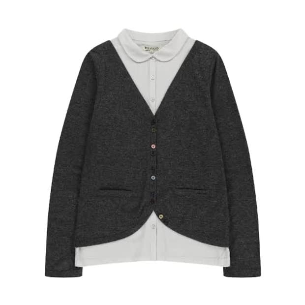 (1/새상품) 코이세이오 레이어드 셔츠 가디건 다크 그레이