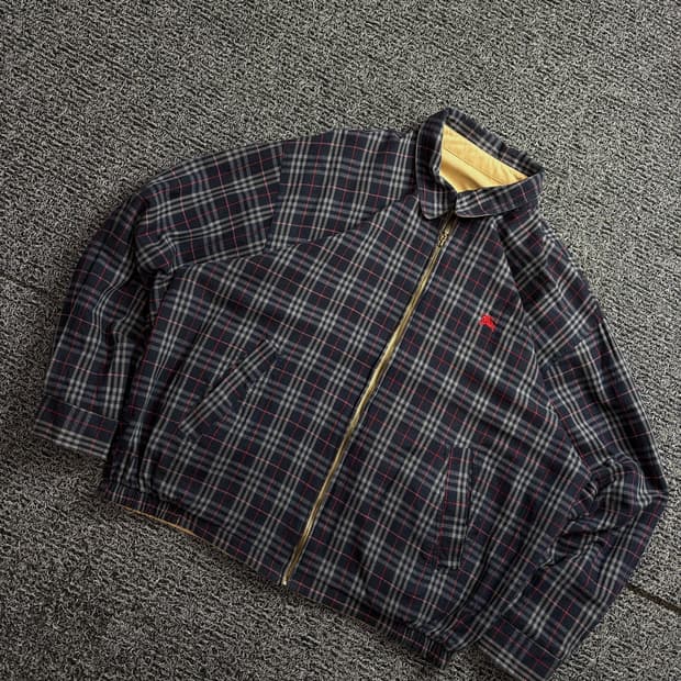 버버리 리버시블 타탄 체크 블루종 자켓 2267