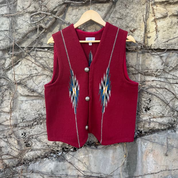 빈티지 nambe 위버 메이드 핸드 우븐 울 오르테가 치마요 베스트