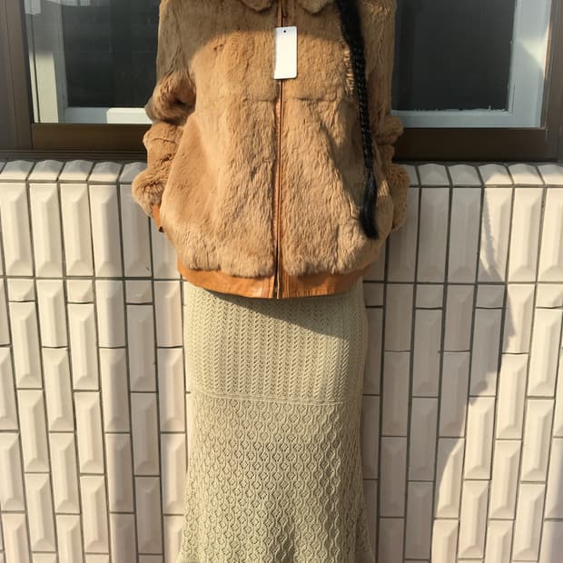 Rabbit fur zip up jacket