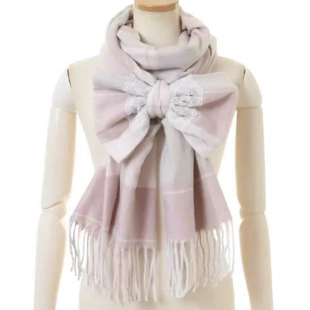 리즈리사 리본 목도리 핑크