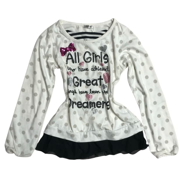 일본 빈티지 롱 키치 땡땡이 슬리브