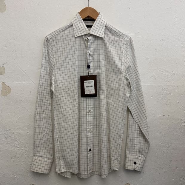 루이비통 원도우 체크 코튼 셔츠 화이트 37