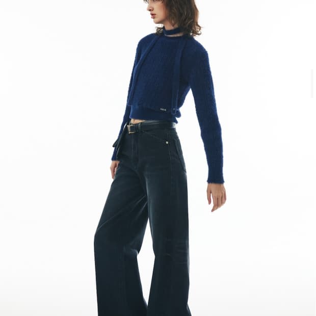 세터우먼 레인 미드라이즈 스트레이트 데님팬츠 블랙(M) 더콜디스트모먼트