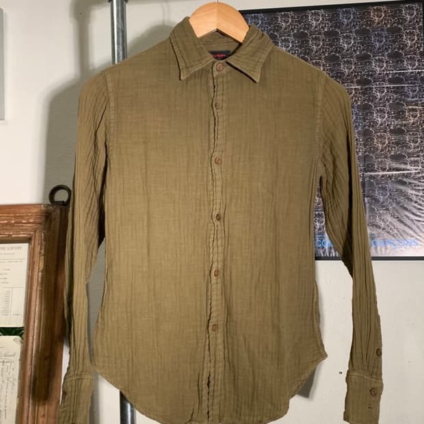 Rby 45Rpm 올리브 우드 버튼 셔츠