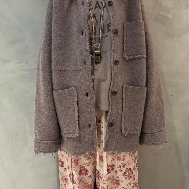 (1회착용)퍼버즈 25fw Crash 니트 코트/베이지