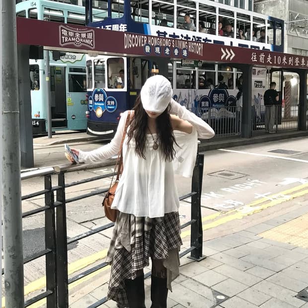시즐 슈어 레이어드 체크스커트