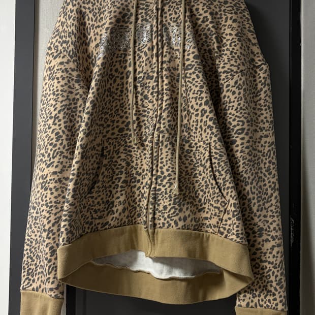 레오파드 동물 귀 후드 집업