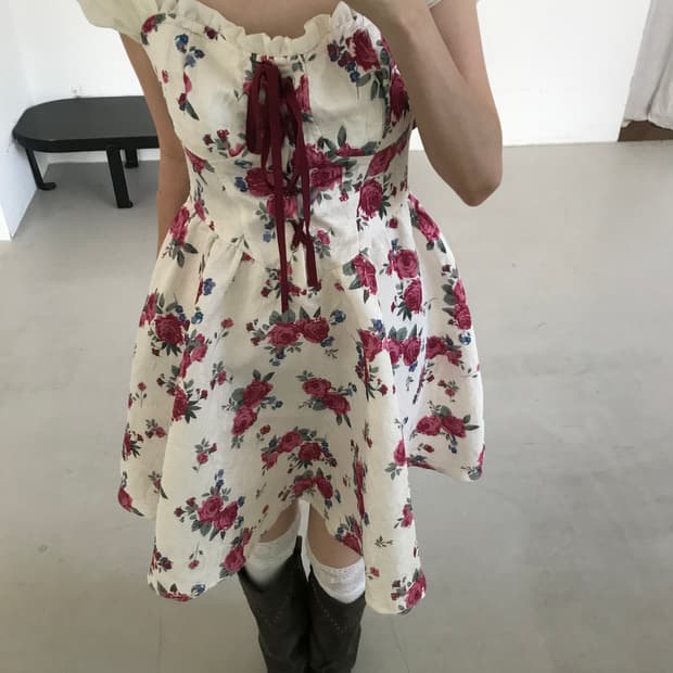 vintage rose pattern one-piece