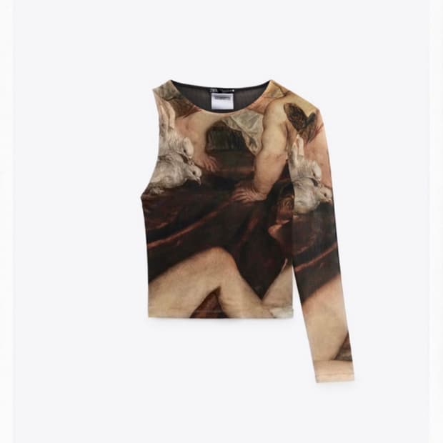 자라 언발란스 오프숄더 매쉬 탑 새상품