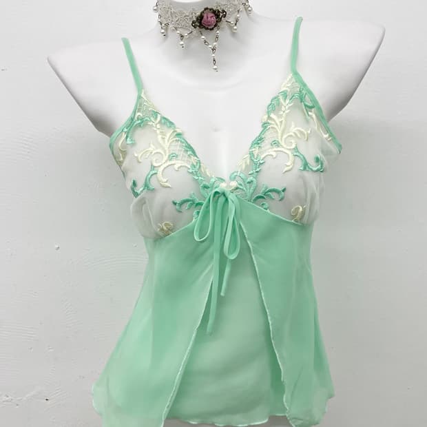 페어리 시어 레이어드 자수 슬립