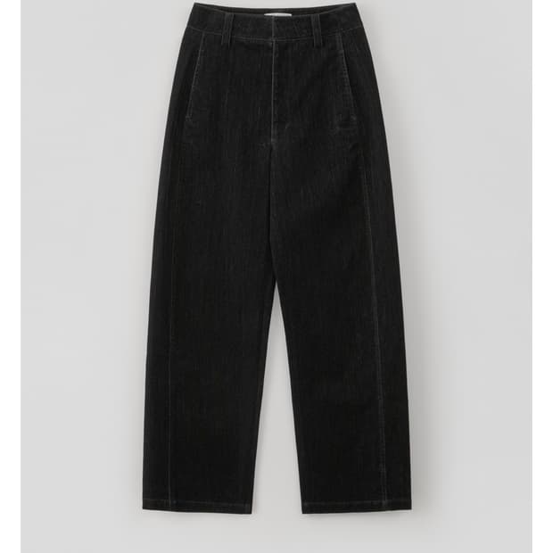 RRACE 벨벳 커브드 와이드 팬츠 블랙
