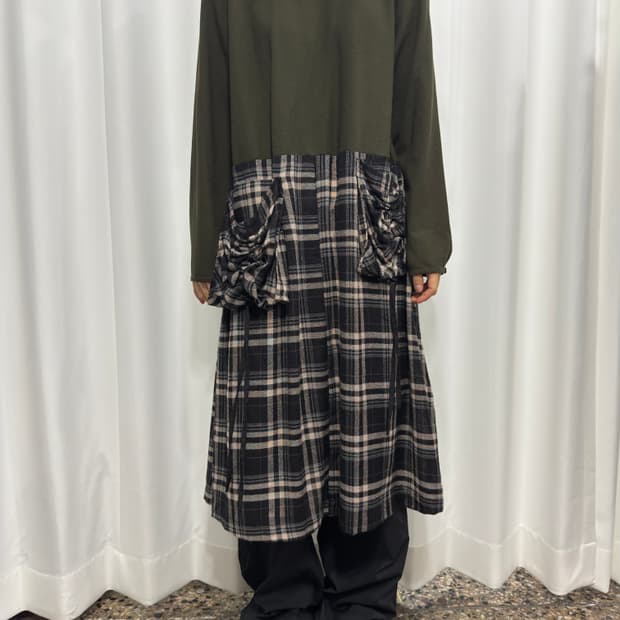 akane check pocket mori onepiece