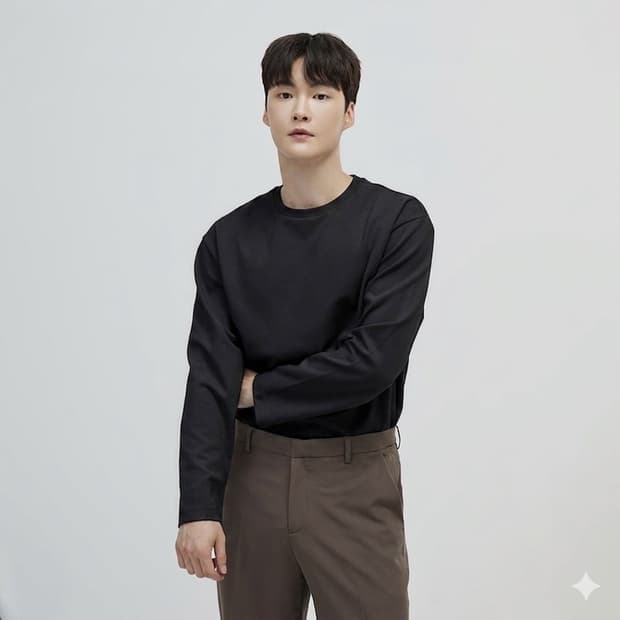 스파오 밀라노 긴팔 티셔츠 95사이즈 블랙