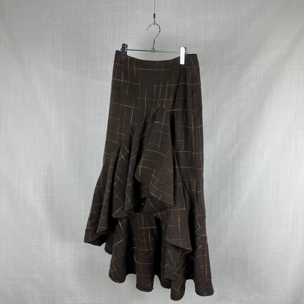 Vintage 브라운 셔링 스커트 