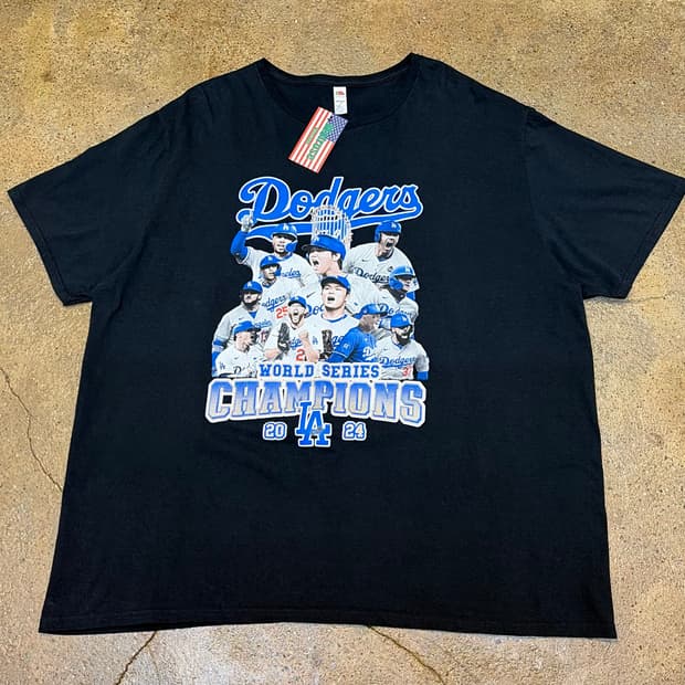 미국 빈티지 MLB 24년 LA다저스 우승기념 챔피언 반팔티