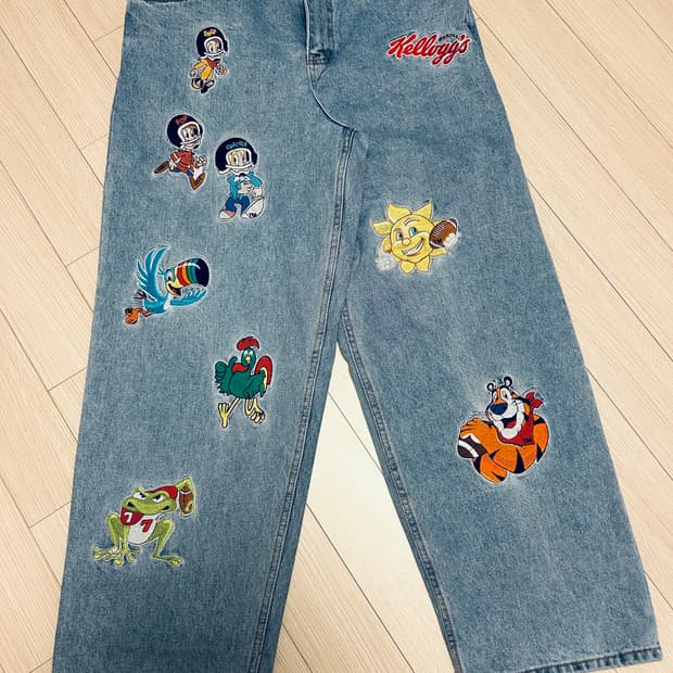 위캔더스 x 켈로그 H.O.F 데님 팬츠 라이트 데님