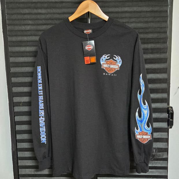 (새상품) [할리데이비슨] 호놀룰루 하와이 블루플레임 셔츠 | 00139