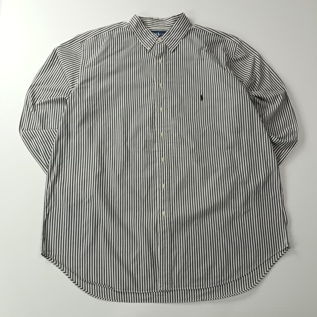 CJ065 2XLT 폴로 00s 블랙 모노 스트라이프 셔츠 남방