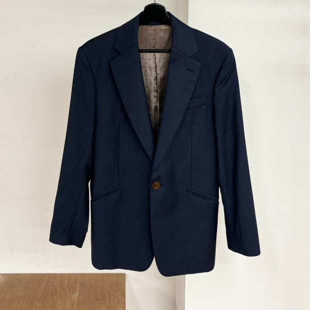 비비안 웨스트우드 네이비 블루 원 버튼 울 블레이저 자켓