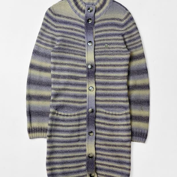 라코스테 Y2K 퍼플 아이코닉 롱 니트 가디건 PN5126