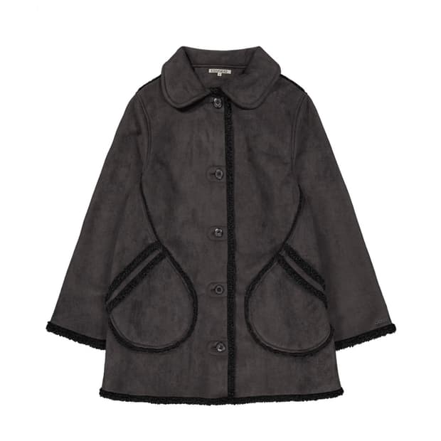 코이세이오 라운드 칼라 스웨이드 재킷 차콜