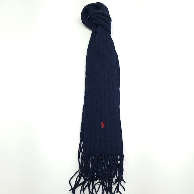 MX287 폴로 랄프로렌 다크그레이 울캐시미어 케이블 니트 목도리 머플러