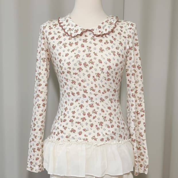 Olive des olive 로즈 컷소어 블라우스 모리걸 일본 빈티지