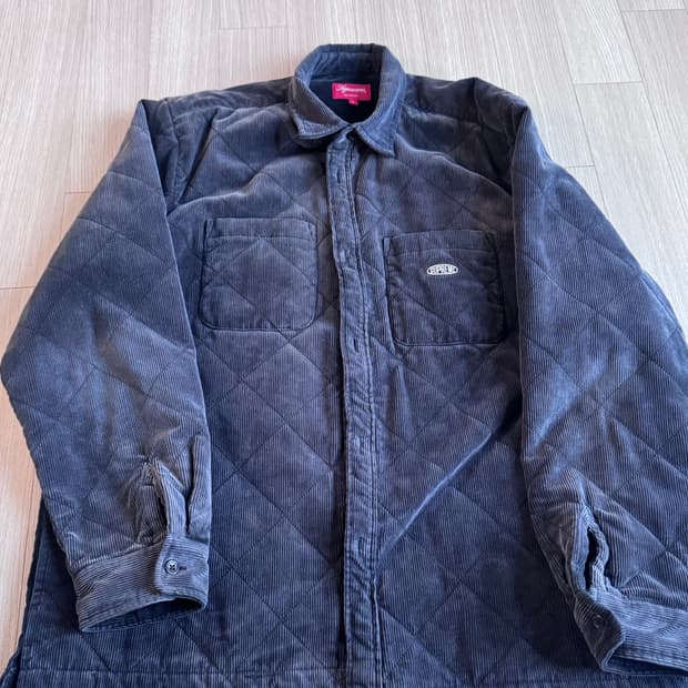 슈프림 코듀로이 퀼팅 자켓 네이비 XL