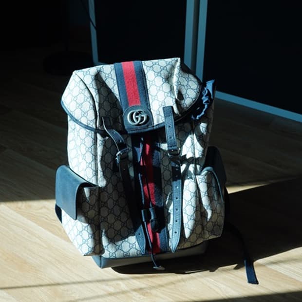 [정품] 구찌 GG 슈프림 웹 스트라이프 클래식 백팩