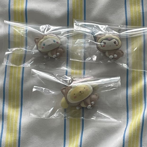 폼폼푸린,쿠로미,시나모롤 멍멍가챠 피규어 3종세트