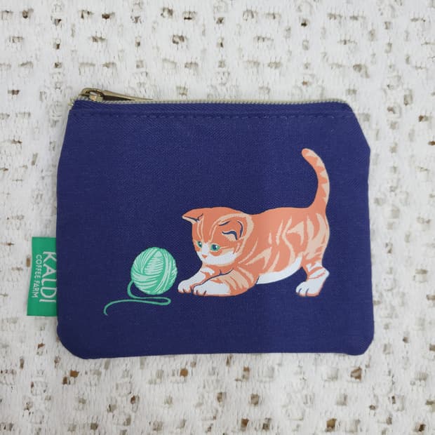 KALDI 고양이 실타래 미니 파우치