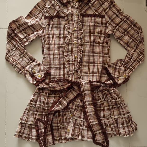 tralala 레이스 체크 원피스