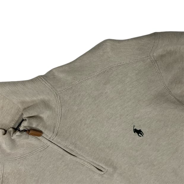 폴로 랄프로렌 베이지 반집업 니트 스웨터 M