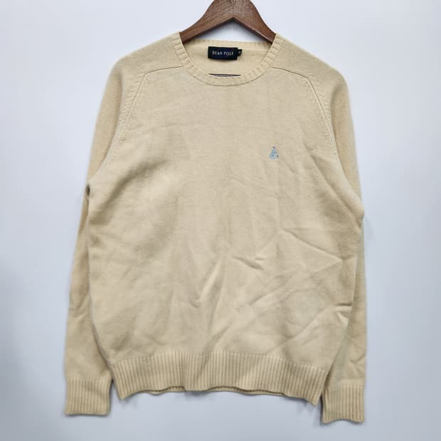 빈폴 로고 크림 니트