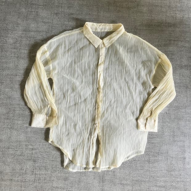 일본빈티지 핀터깔y2k 하구미모리걸 오간자 셔츠블라우스