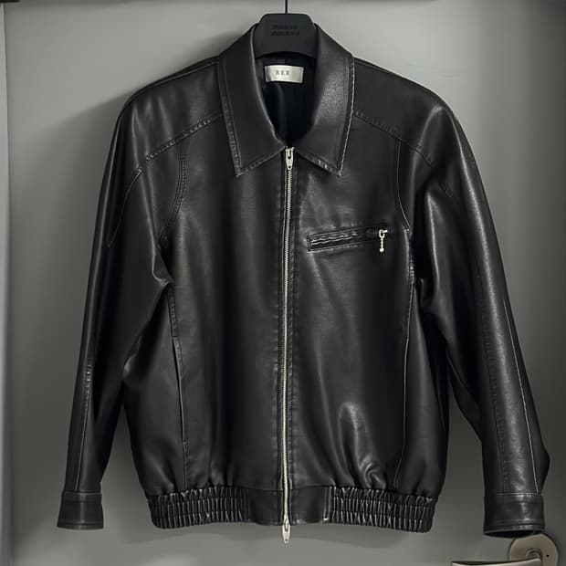 [OS] 남자 숄더 가먼트 워싱 비건 레더자켓