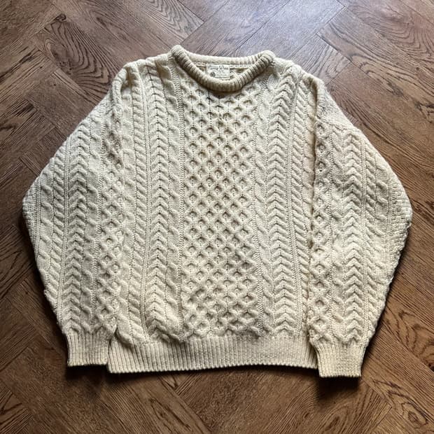 [M]90's 아일랜드제 핸드메이드 아란 피셔맨 스웨터 F5